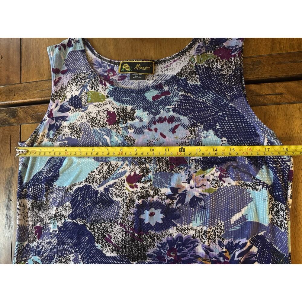 NWT Blue Floral Sleeveless Top Resort Vacation Stretch Large Made in USA - Picture 6 of 7
